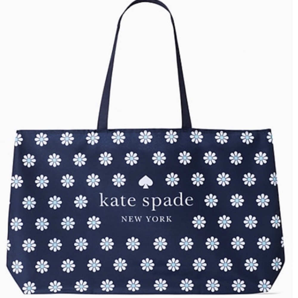Kate Spade Navy Blue Floral Tote Bag - image 1
